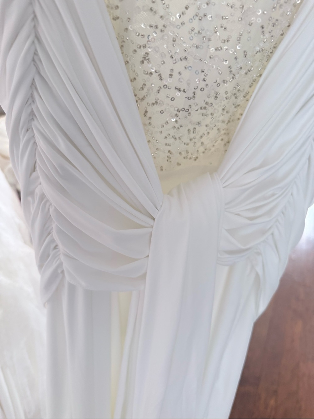 Beaded Strapless White Wedding Gown with Draped Waist Carina Maxi gown Babyboo - Picture 11 of 13